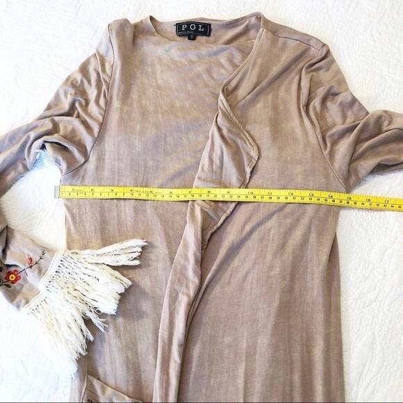 POL Embroidered Fringe Trimmed Duster/Kimono - S - Picture 10 of 10